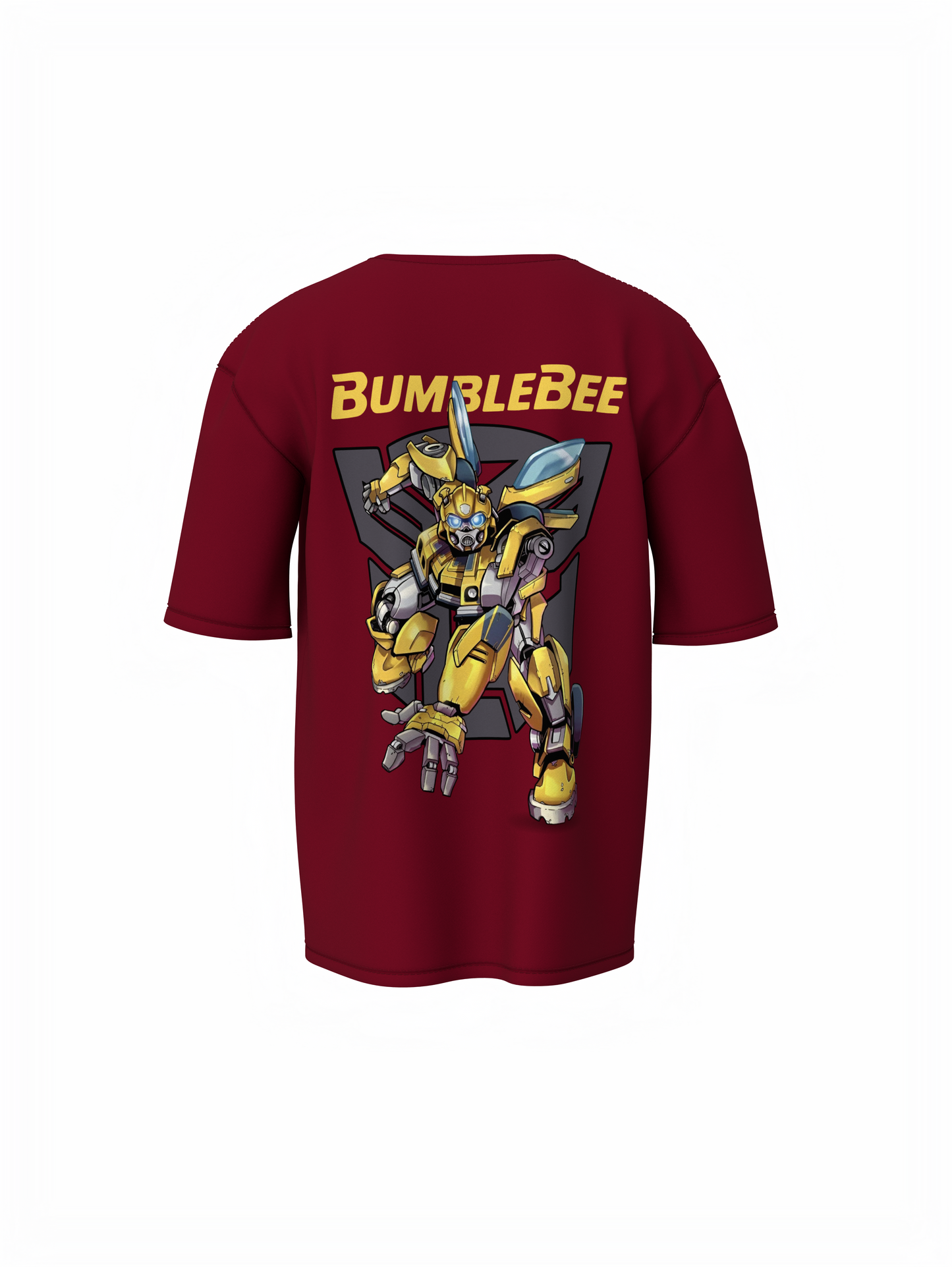 Bumblebee Unisex Maroon Oversized T-Shirt, Baggy Tee