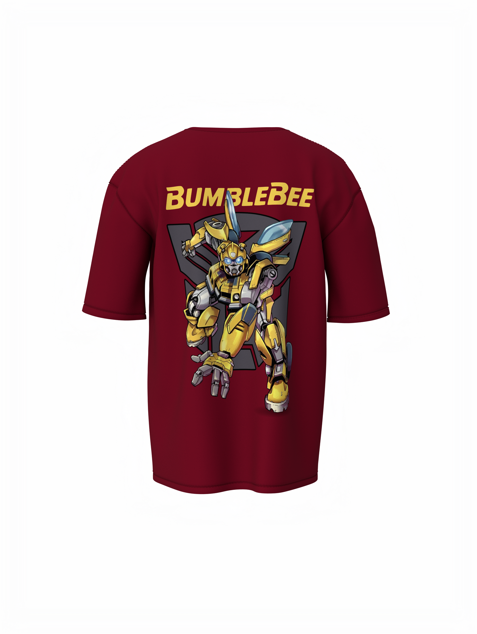 Bumblebee Unisex Maroon Oversized T-Shirt, Baggy Tee