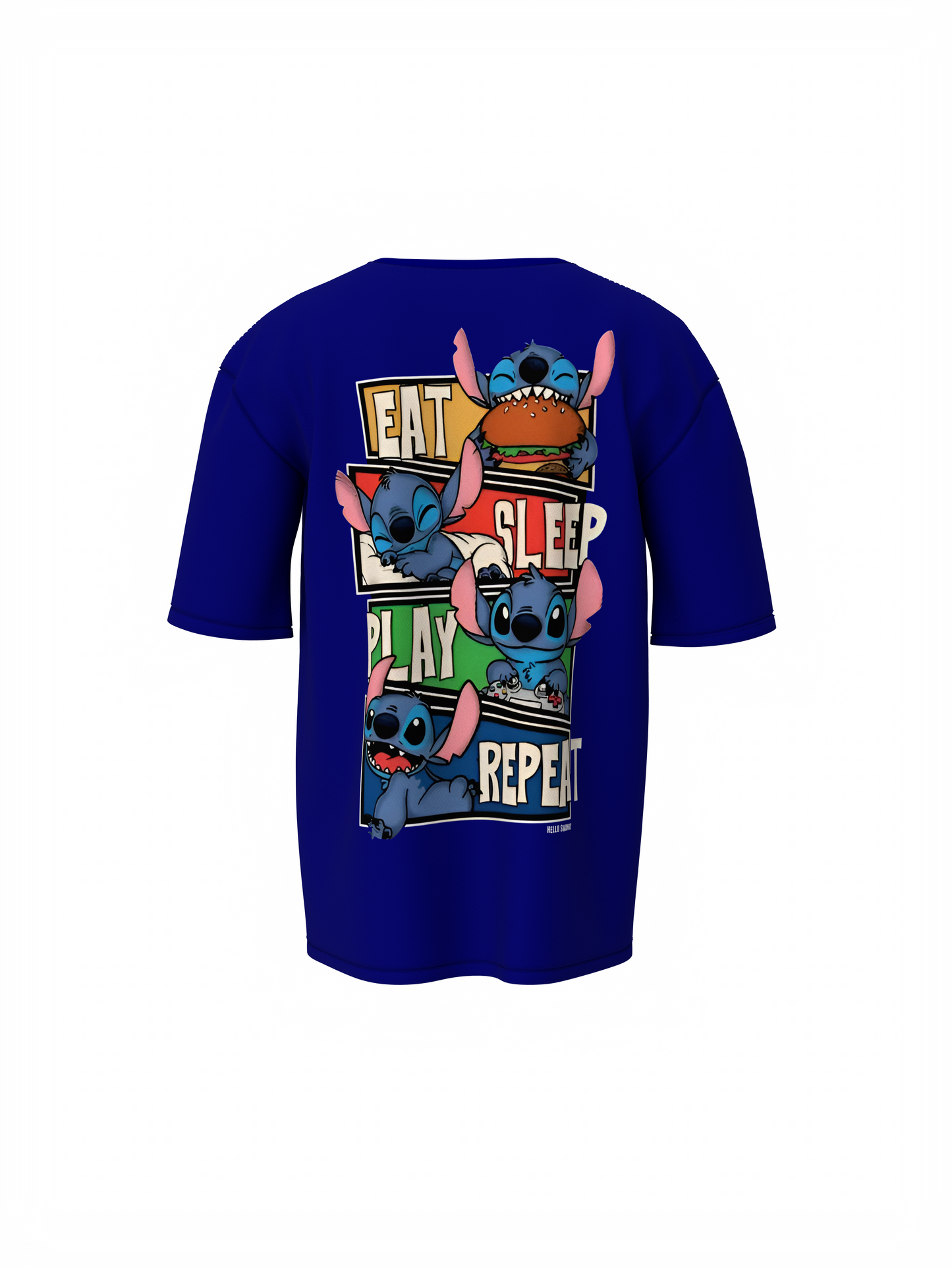 Stitch Graphic Blue Oversized T-Shirt Unisex Casual Styles