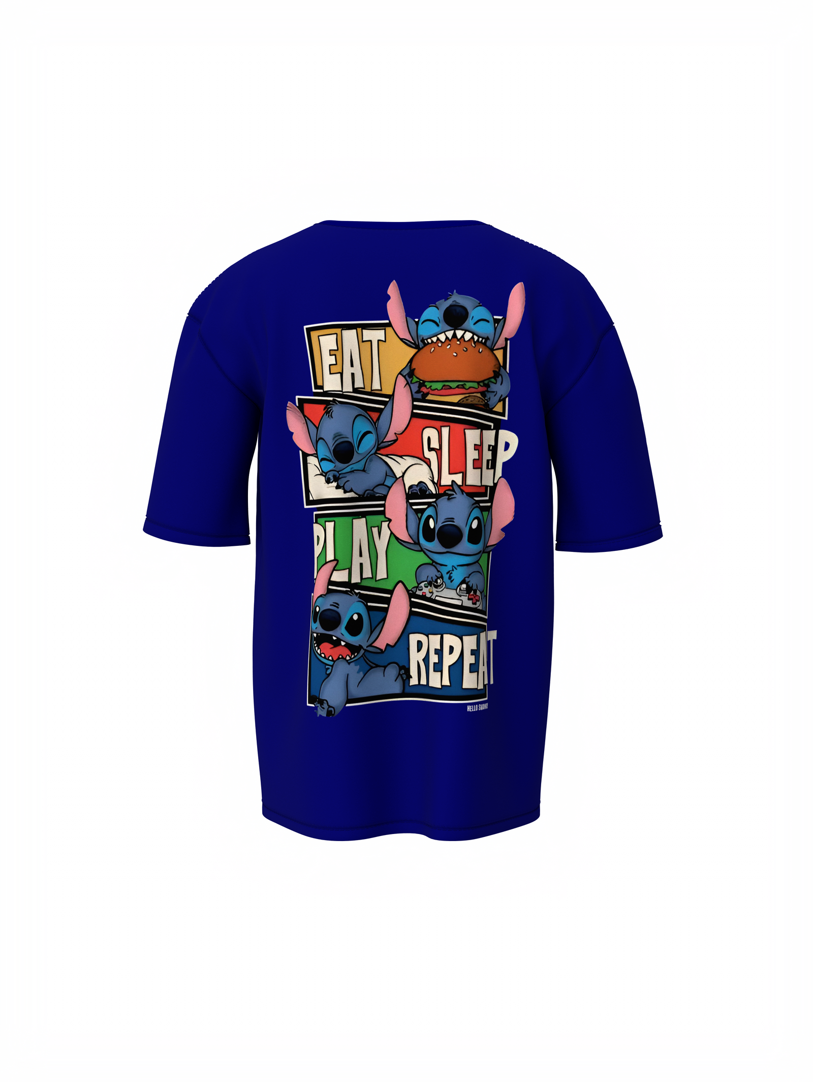 Stitch Graphic Blue Oversized T-Shirt Unisex Casual Styles