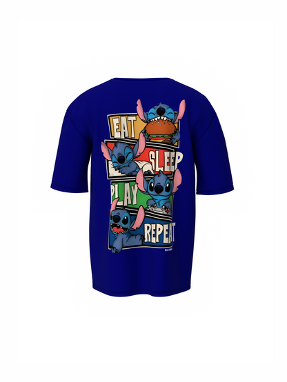 Stitch Graphic Blue Oversized T-Shirt Unisex Casual Styles