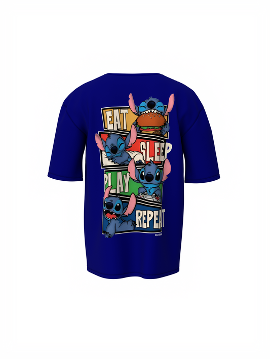 Stitch Graphic Blue Oversized T-Shirt Unisex Casual Styles