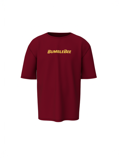 Bumblebee Unisex Maroon Oversized T-Shirt, Baggy Tee
