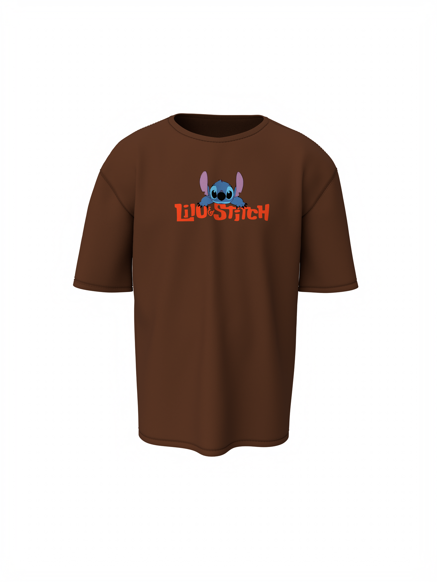Lio Stitch Unisex Brown Oversized T-Shirt Baggy & Comfortable
