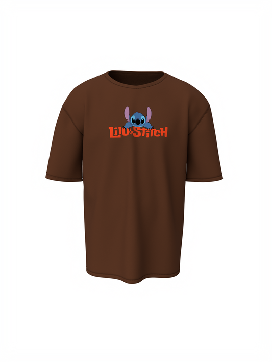 Lio Stitch Unisex Brown Oversized T-Shirt Baggy & Comfortable