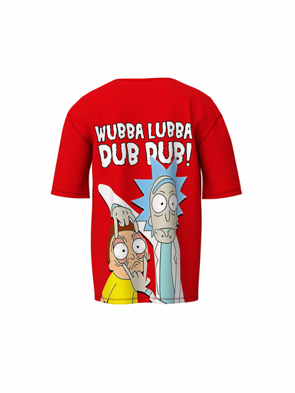 Ricky & Morty Cartoon Red Oversized T-Shirt for Streetwear