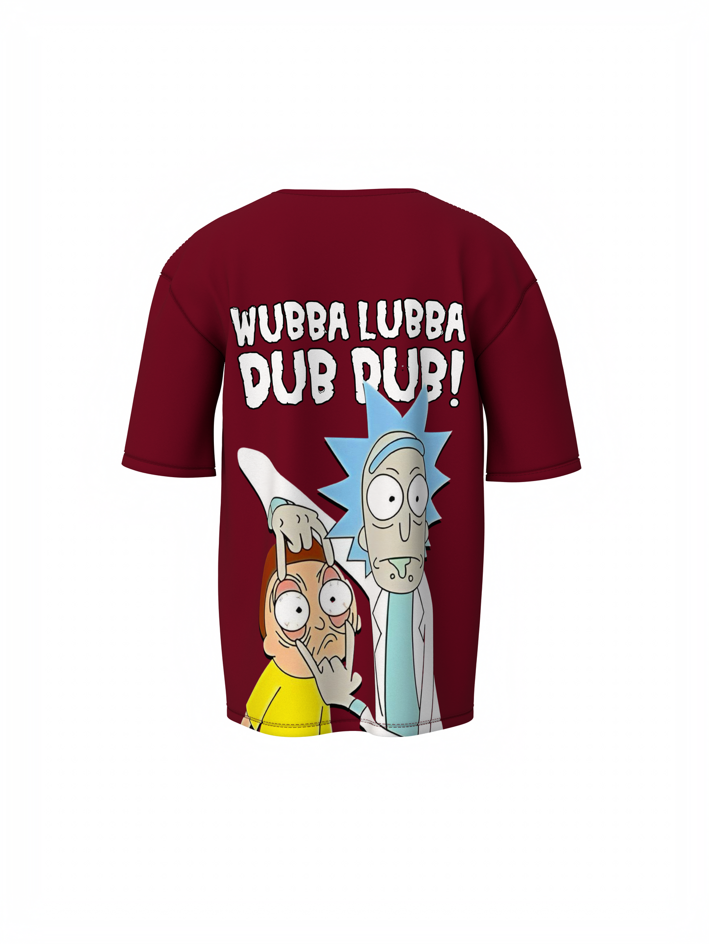 Ricky & Morty Cartoon Maroon Oversized T-Shirt for Streetwear