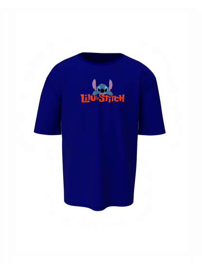 Lio Stitch Unisex Blue Oversized T-Shirt,baggy t-shirt