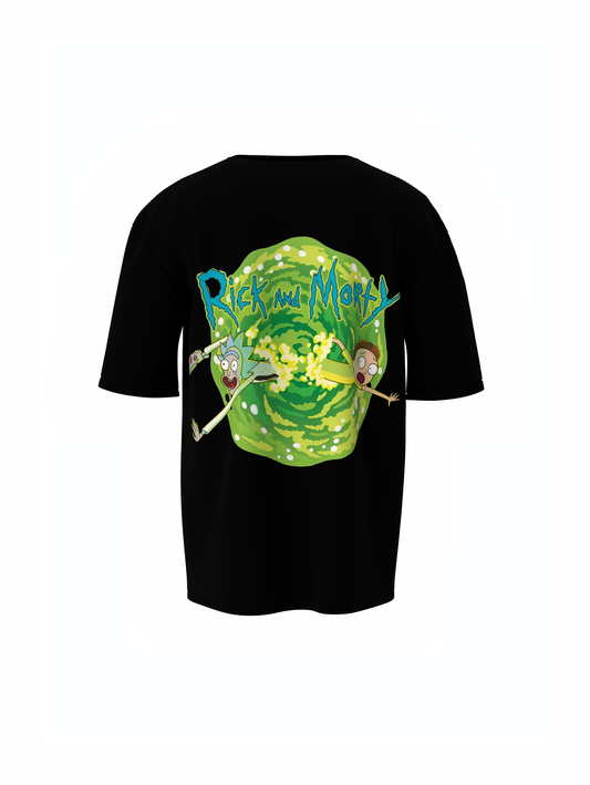 Morty Cartoon Unisex Black Oversized T-Shirt – Bold Design