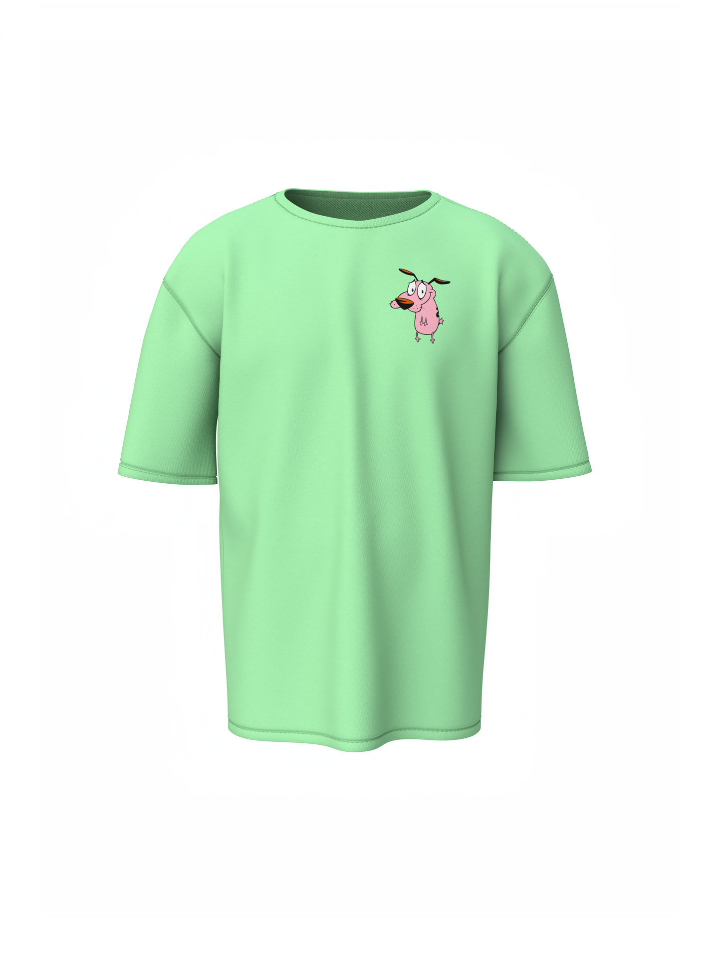 Courage Dog Unisex Saga Green Oversized T-Shirt, Cartoon Vibes