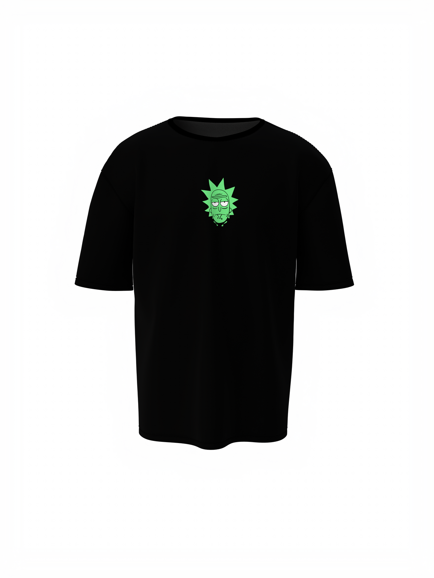 Ricky Cartoon Unisex Black Oversized T-Shirt, Bold Prints