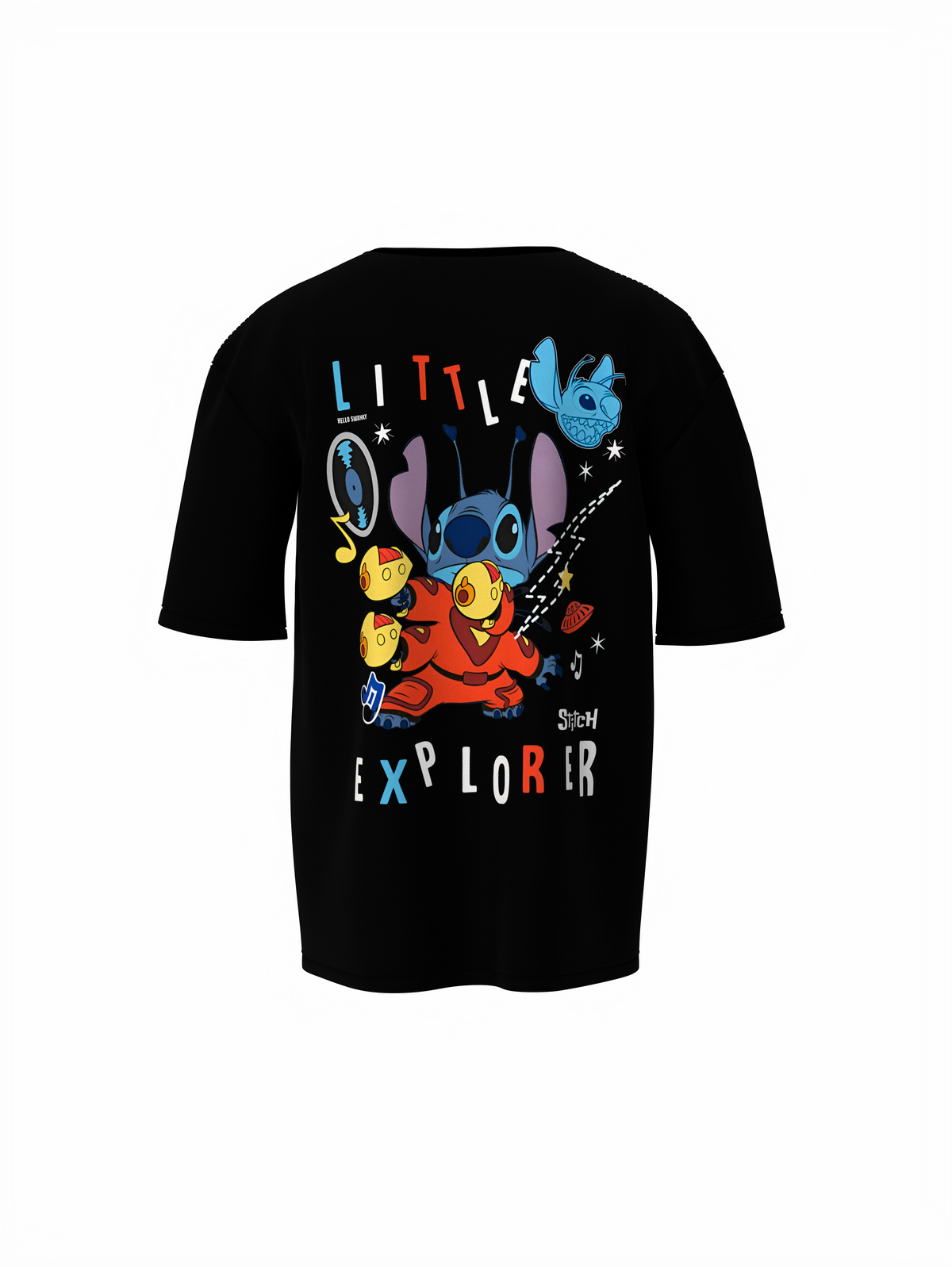 Lio Stitch Unisex Black Oversized T-Shirt