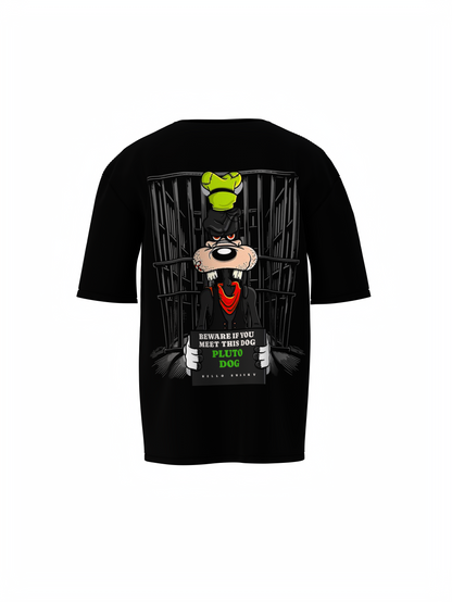 Pluto Dog Black Oversized T-Shirt – Bold Streetwear Graphic