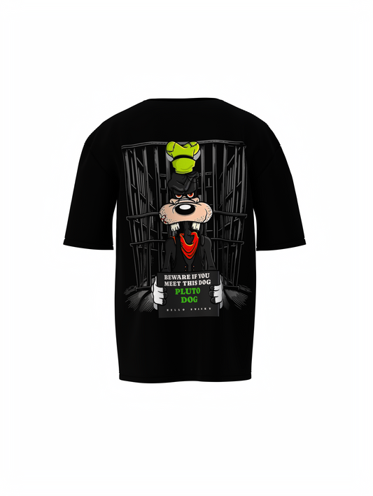 Pluto Dog Black Oversized T-Shirt – Bold Streetwear Graphic