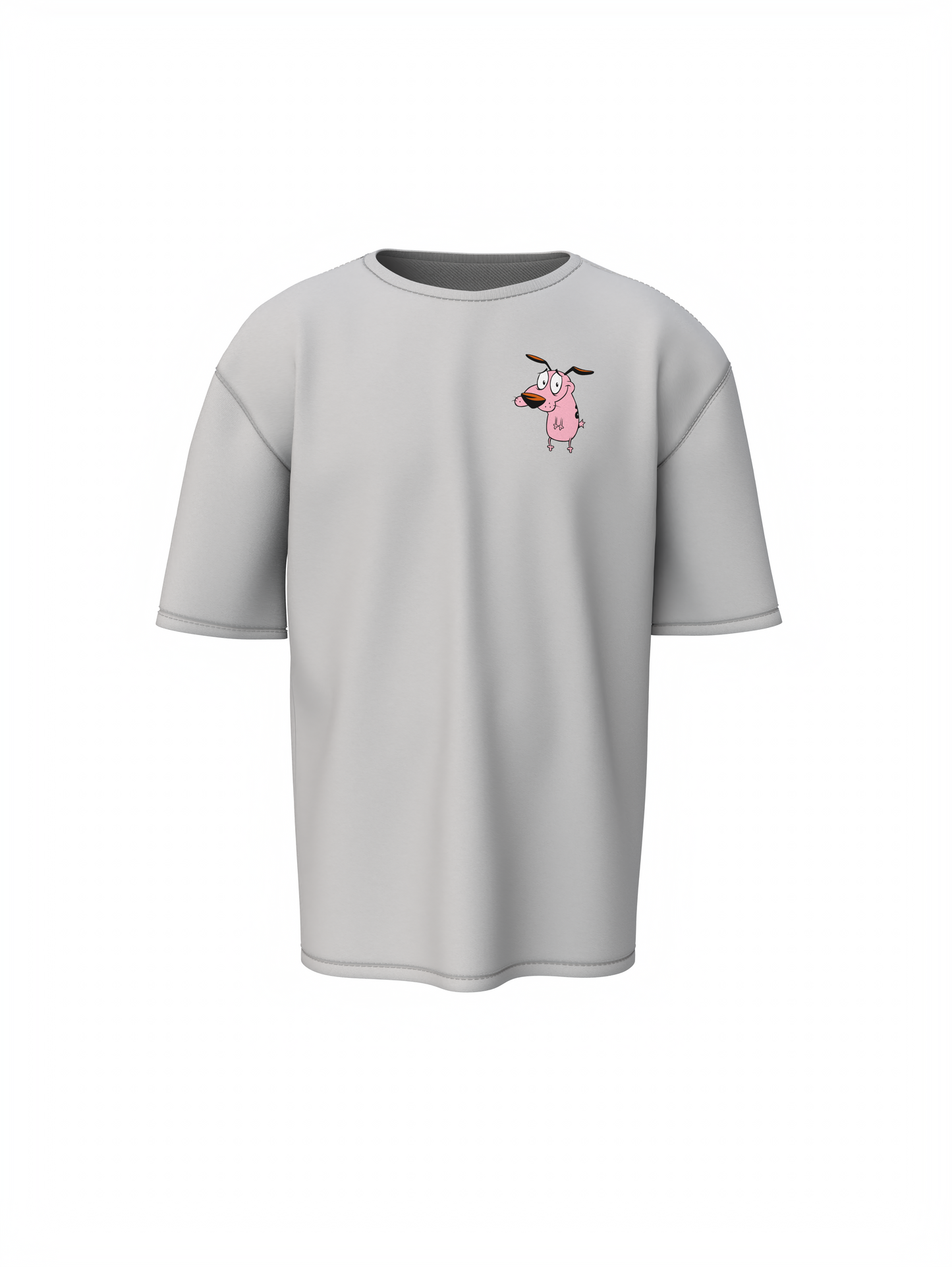 Courage Dog Unisex Gray Oversized T-Shirt, Cartoon Vibes