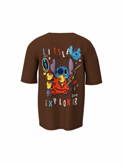Lio Stitch Unisex Brown Oversized T-Shirt Baggy & Comfortable