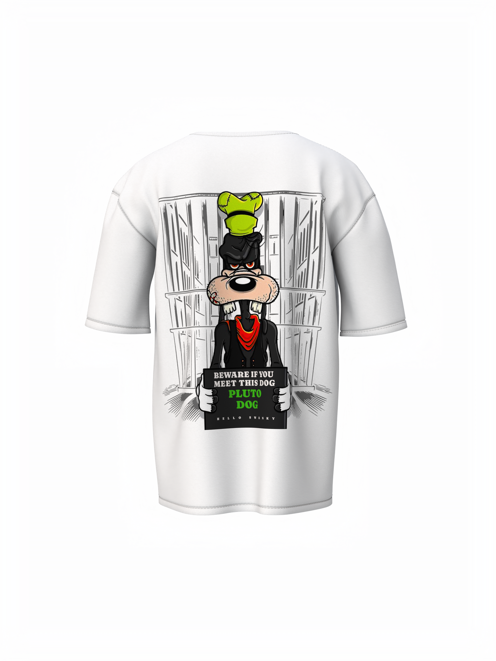 Pluto Dog White Oversized T-Shirt – Fun Streetwear Graphic