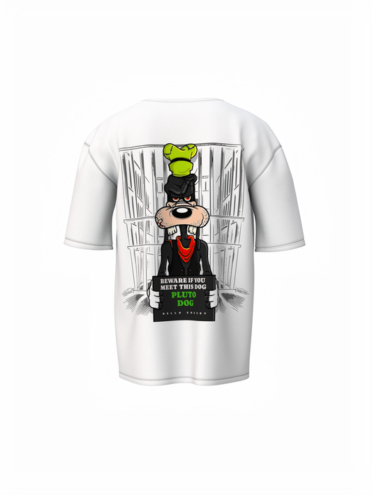 Pluto Dog White Oversized T-Shirt – Fun Streetwear Graphic
