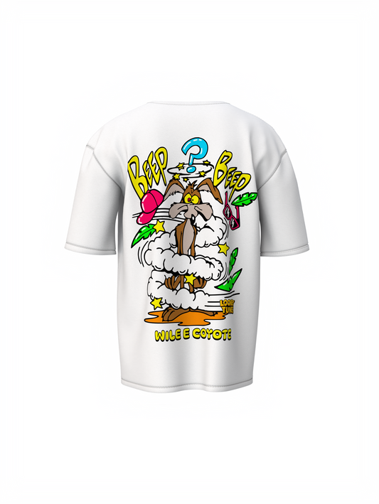 Wile E Coyote White Oversized T-Shirt for Street Fashion Wear