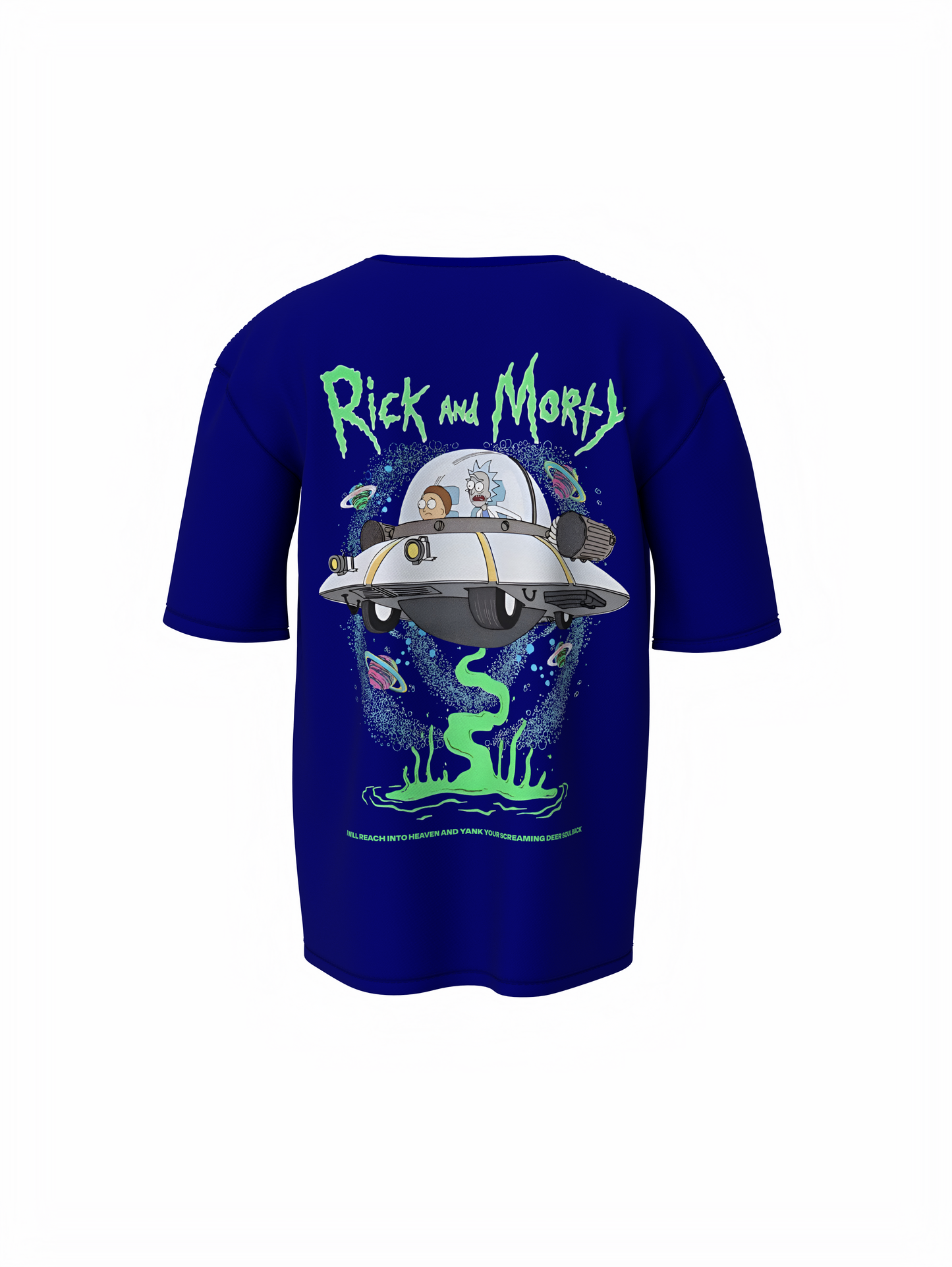 Ricky Cartoon Unisex Blue Oversized T-Shirt, Bold Prints