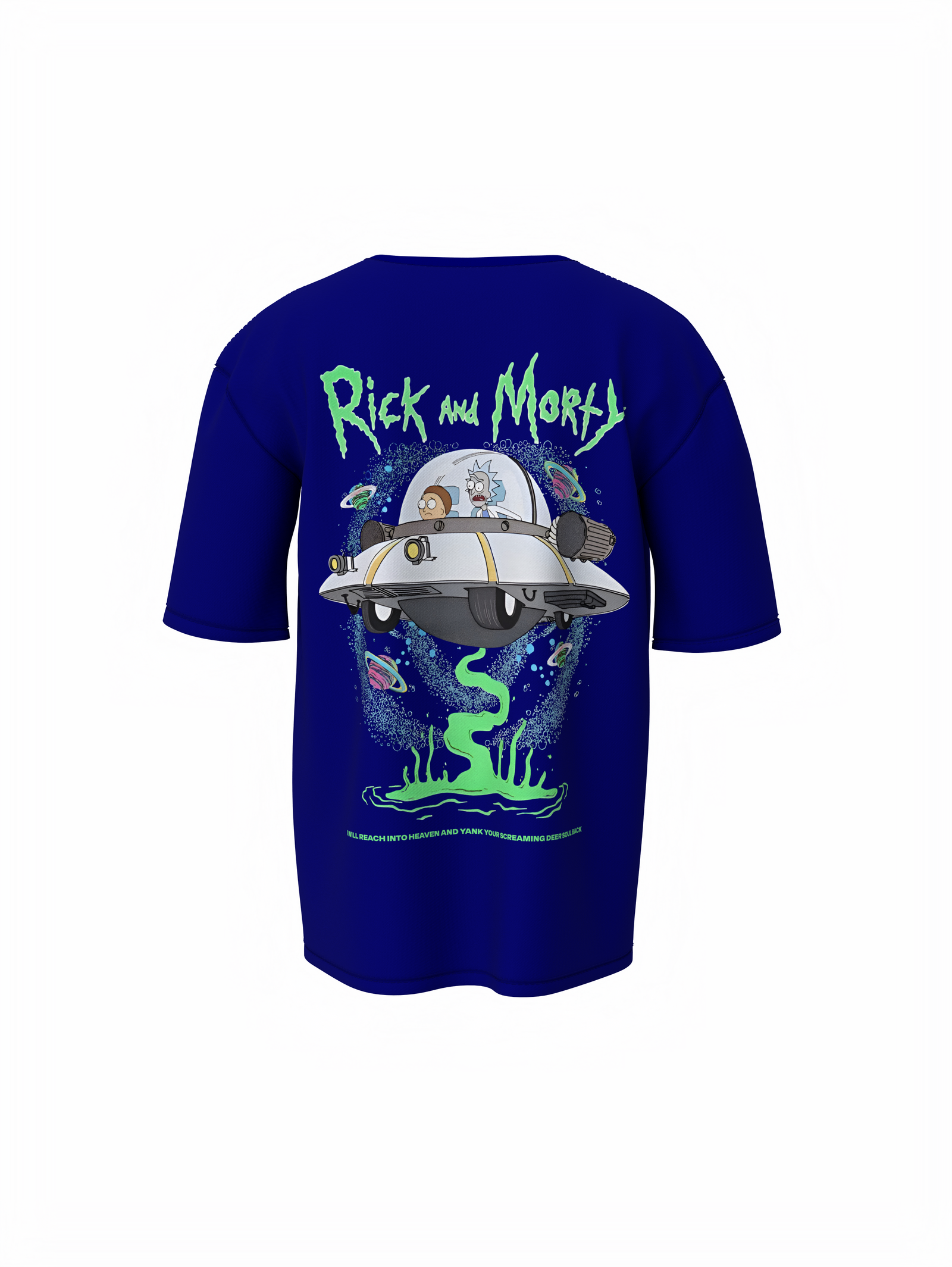 Ricky Cartoon Unisex Blue Oversized T-Shirt, Bold Prints
