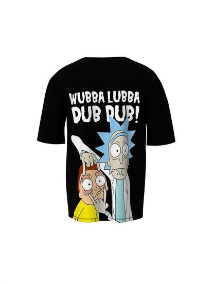 Ricky & Morty Cartoon Black Unisex Oversized T-Shirt