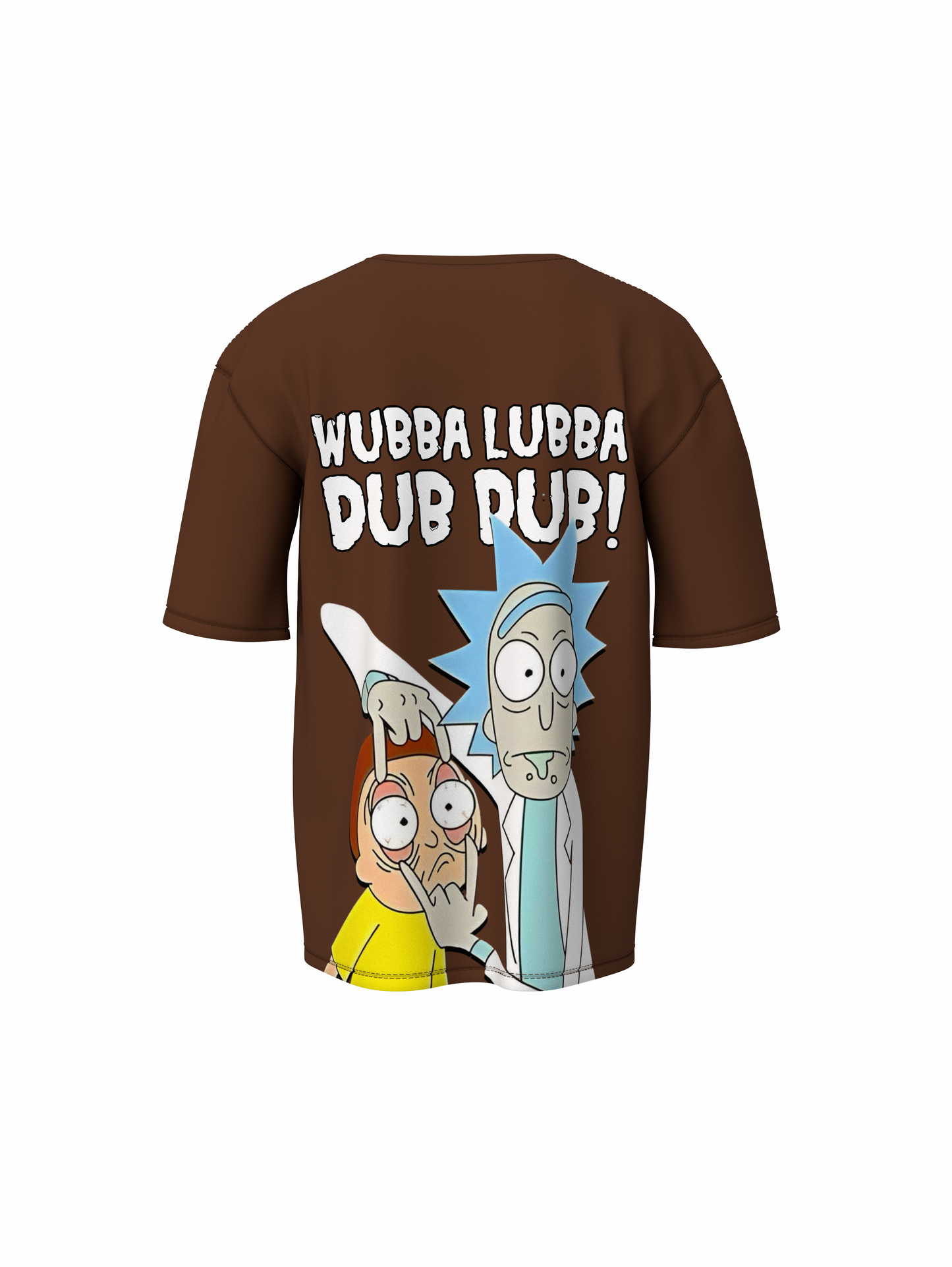 Ricky & Morty Cartoon Brown Oversized T-Shirt for Streetwear