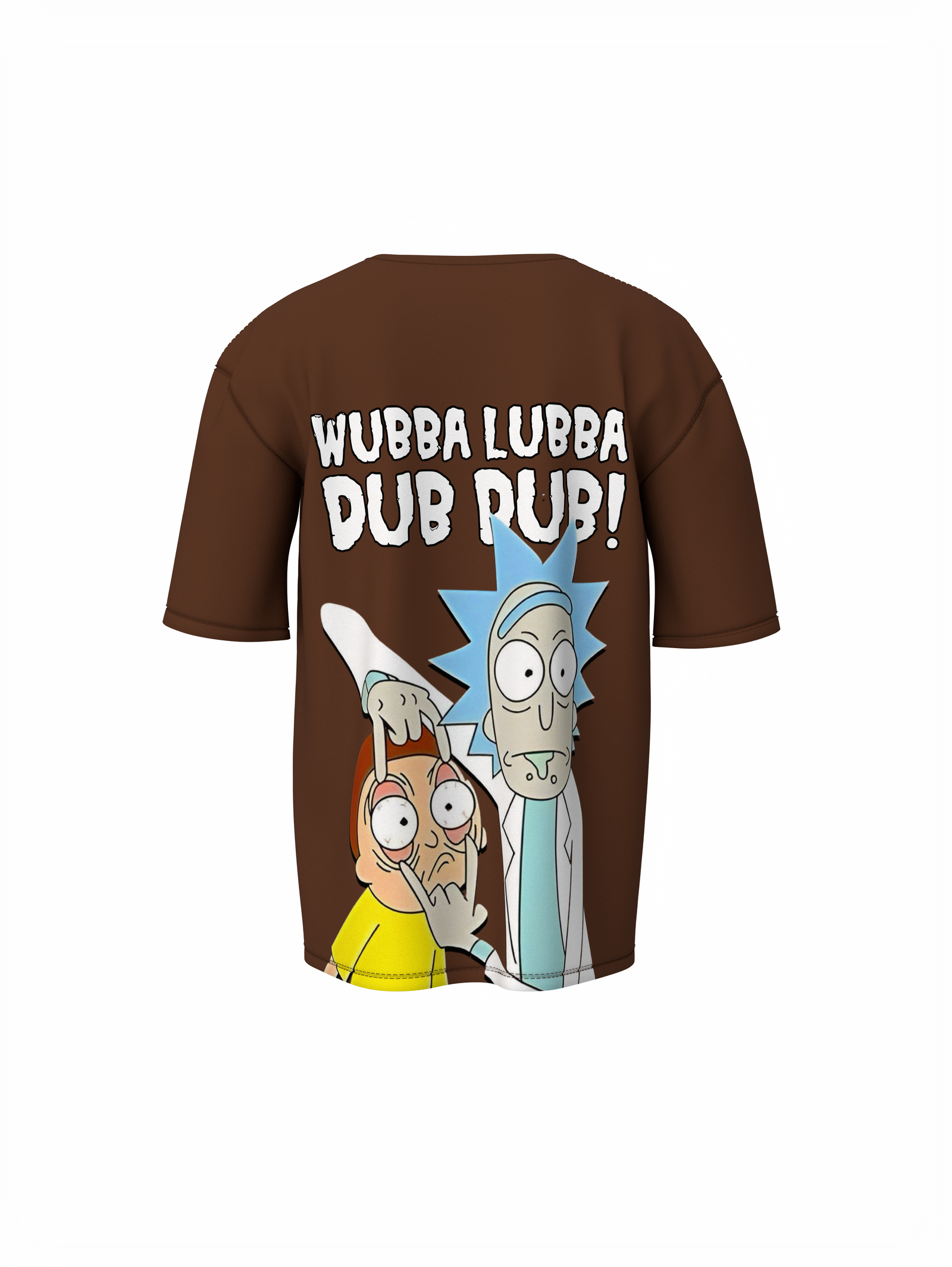 Ricky & Morty Cartoon Brown Oversized T-Shirt for Streetwear