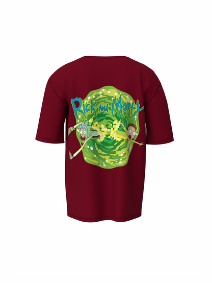 Morty Cartoon Unisex Maroon Oversized T-Shirt – Bold Design