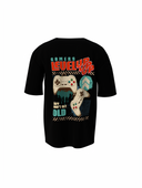 Level Up Game Graphic Black Oversized T-Shirt