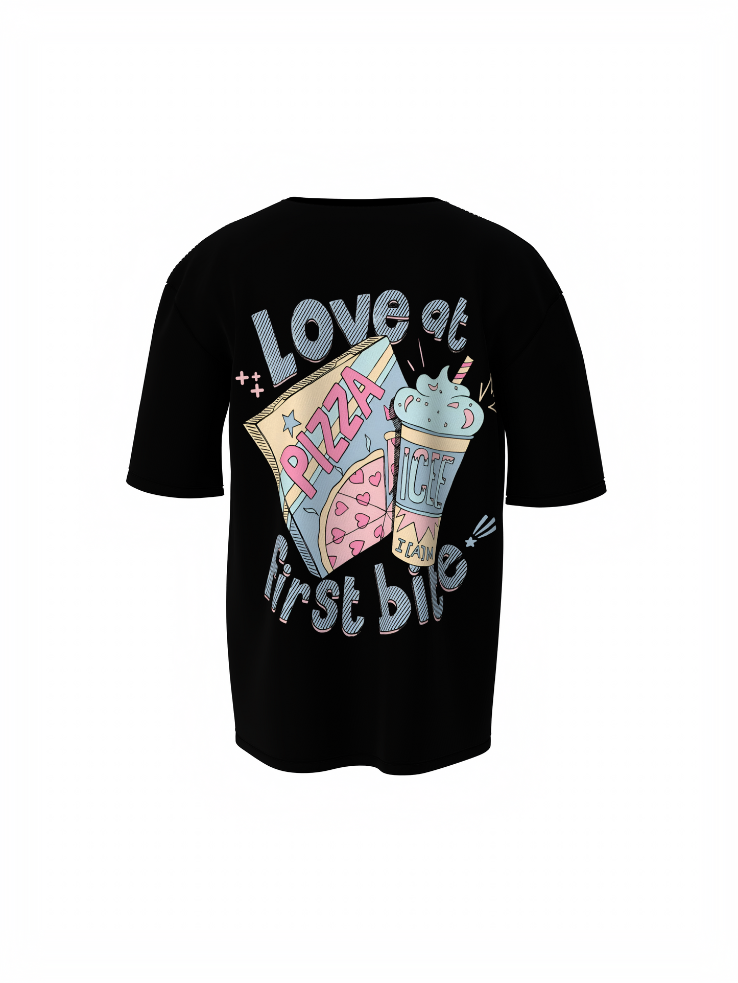 Love at First Bite Black Oversized T-Shirt Love Vibes Style