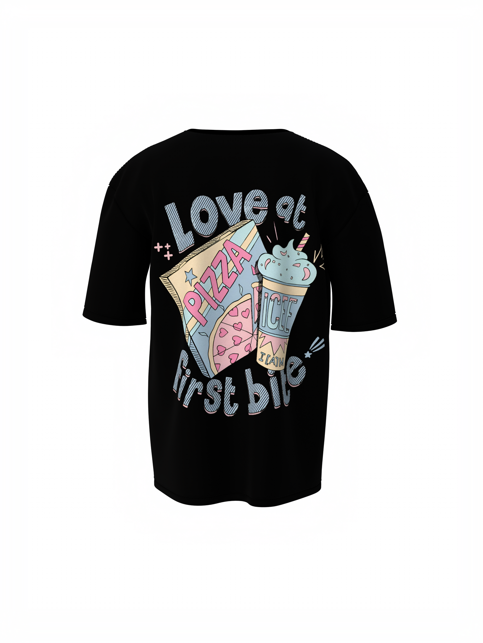 Love at First Bite Black Oversized T-Shirt Love Vibes Style