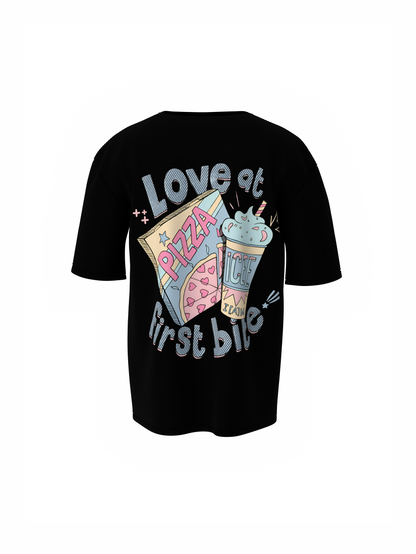 Love at First Bite Black Oversized T-Shirt Love Vibes Style