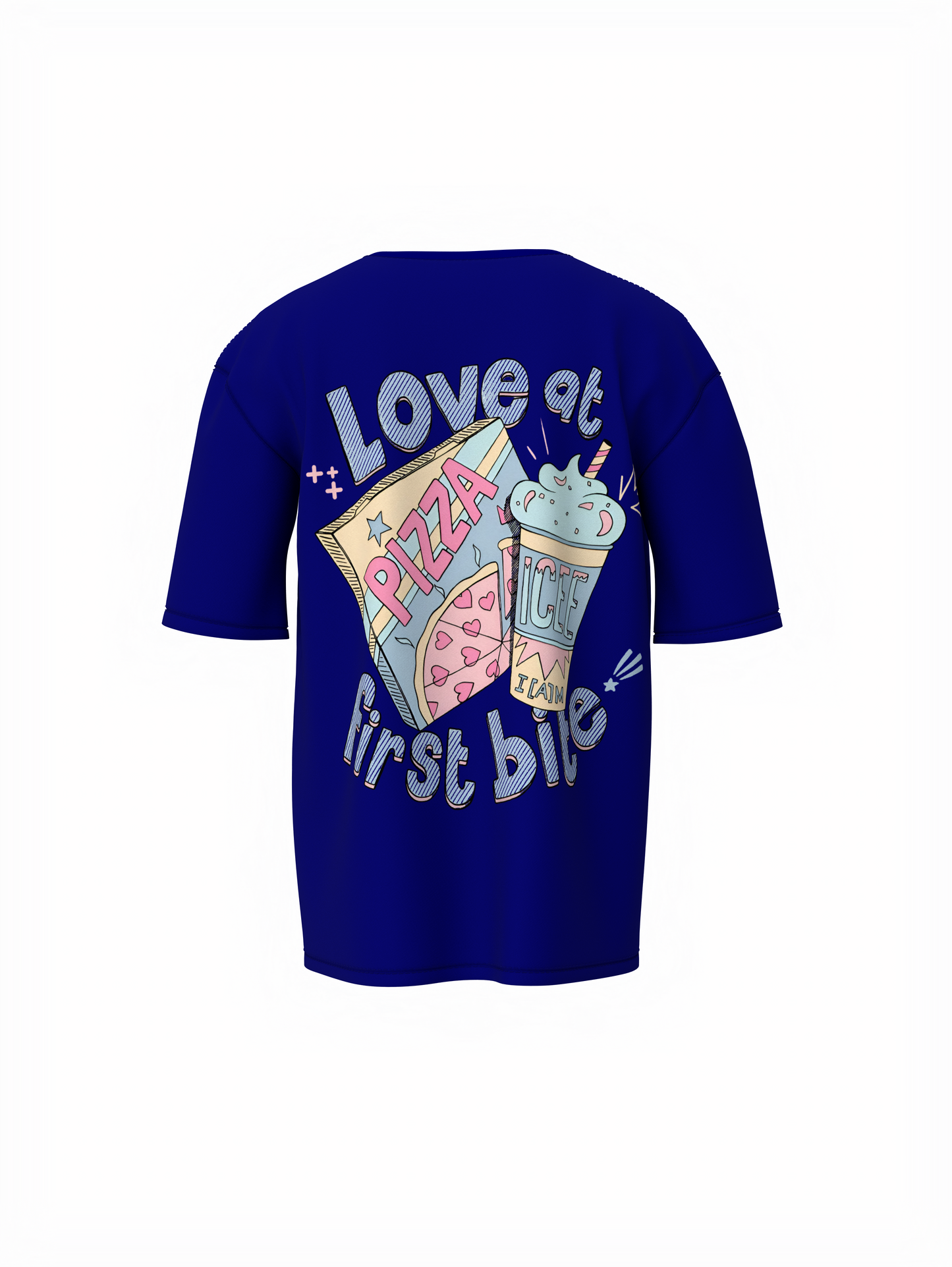 Love at First Bite Blue Oversized T-Shirt Love Vibes Style