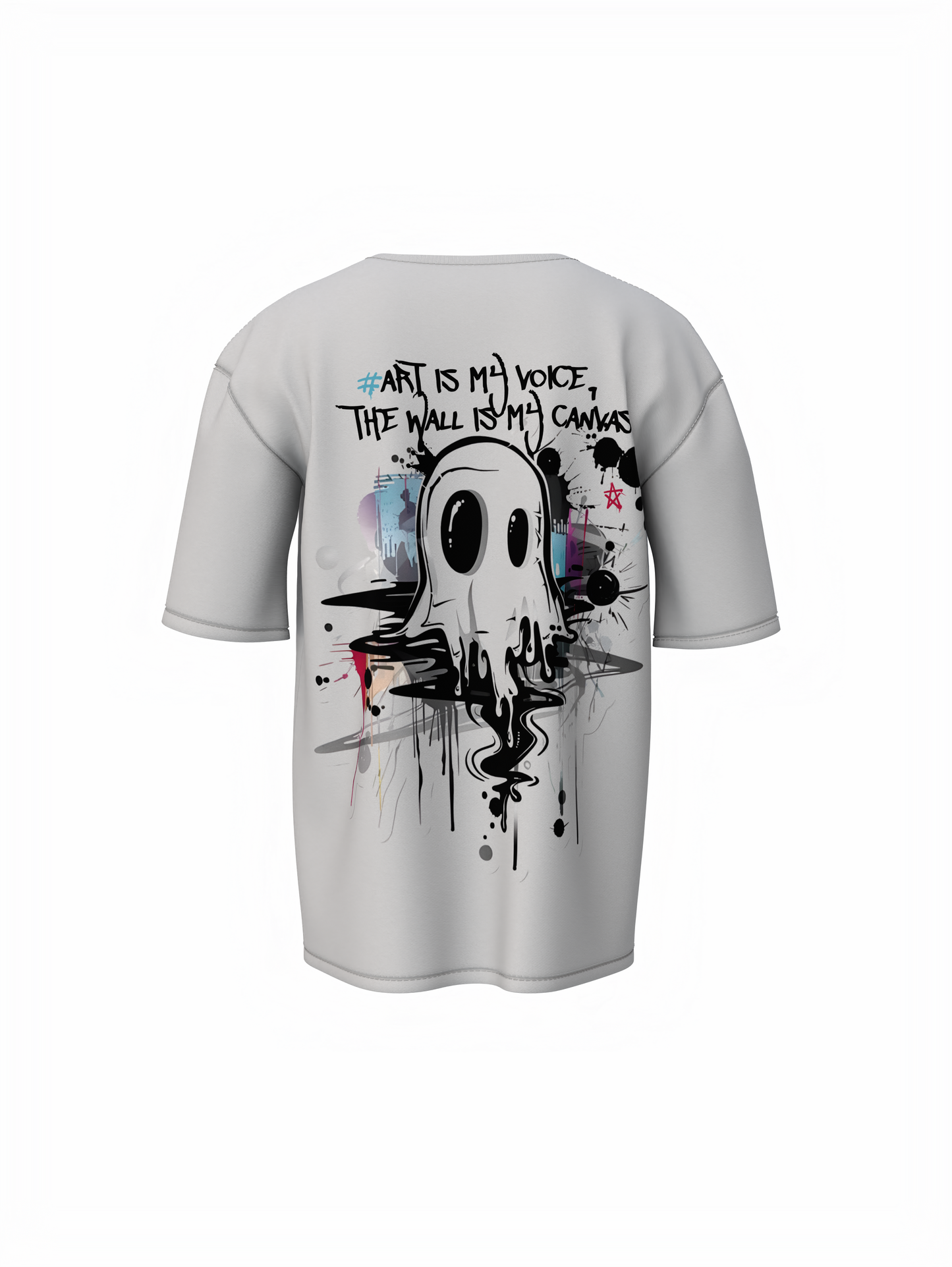Street Art Music Gray Oversized T-Shirt Retro Music Tee Fit