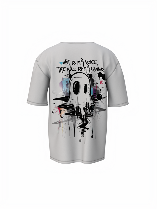 Street Art Music Gray Oversized T-Shirt Retro Music Tee Fit