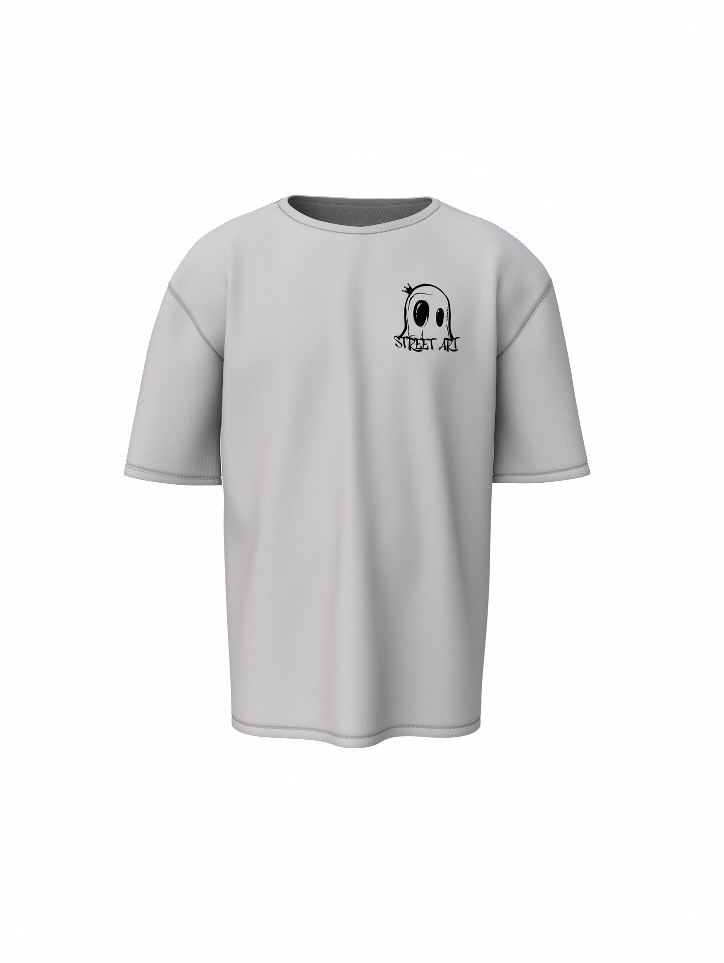 Street Art Music Gray Oversized T-Shirt Retro Music Tee Fit