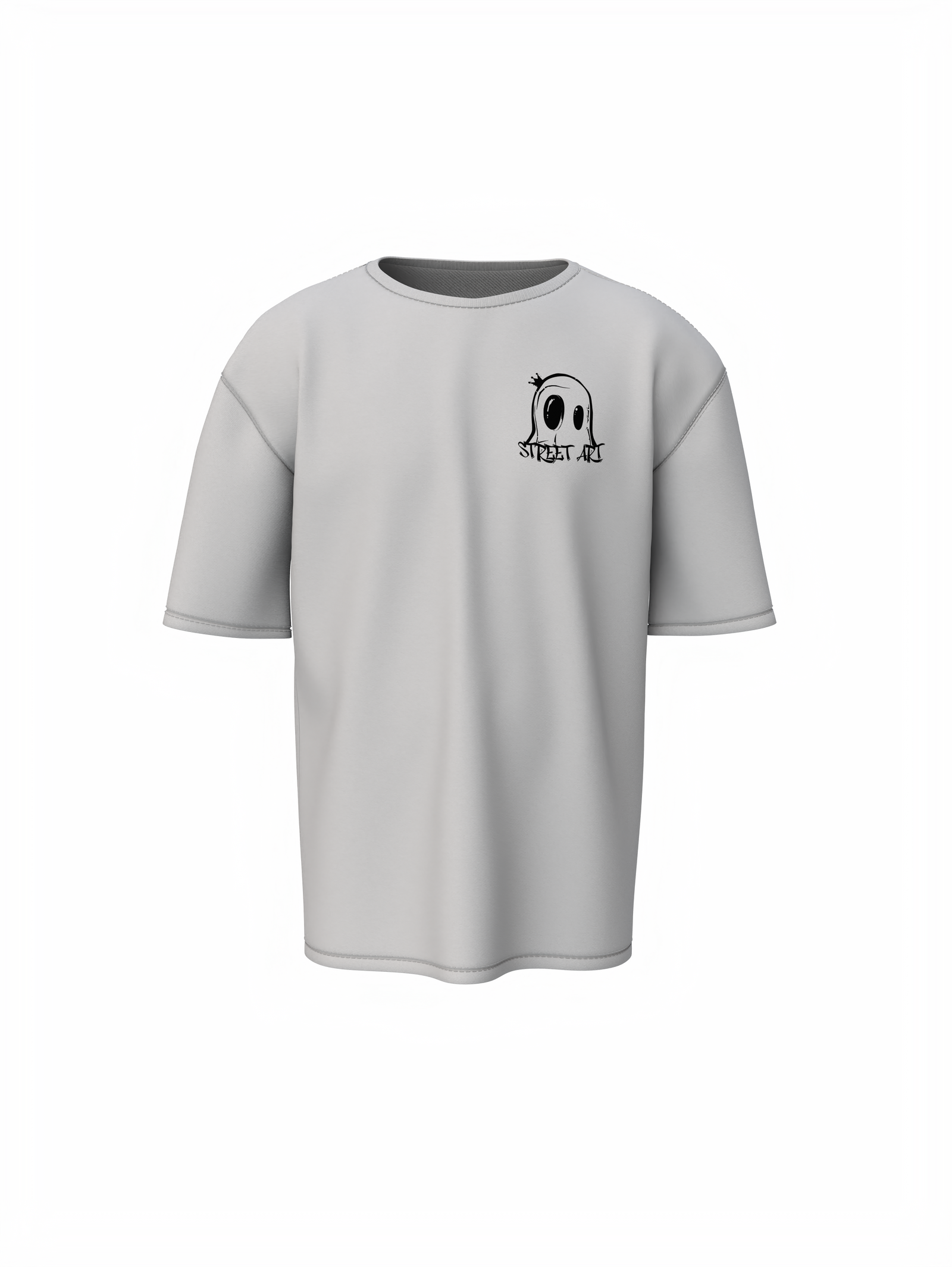Street Art Music Gray Oversized T-Shirt Retro Music Tee Fit