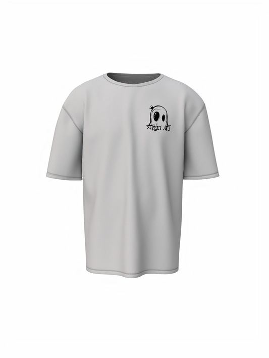 Street Art Music Gray Oversized T-Shirt Retro Music Tee Fit