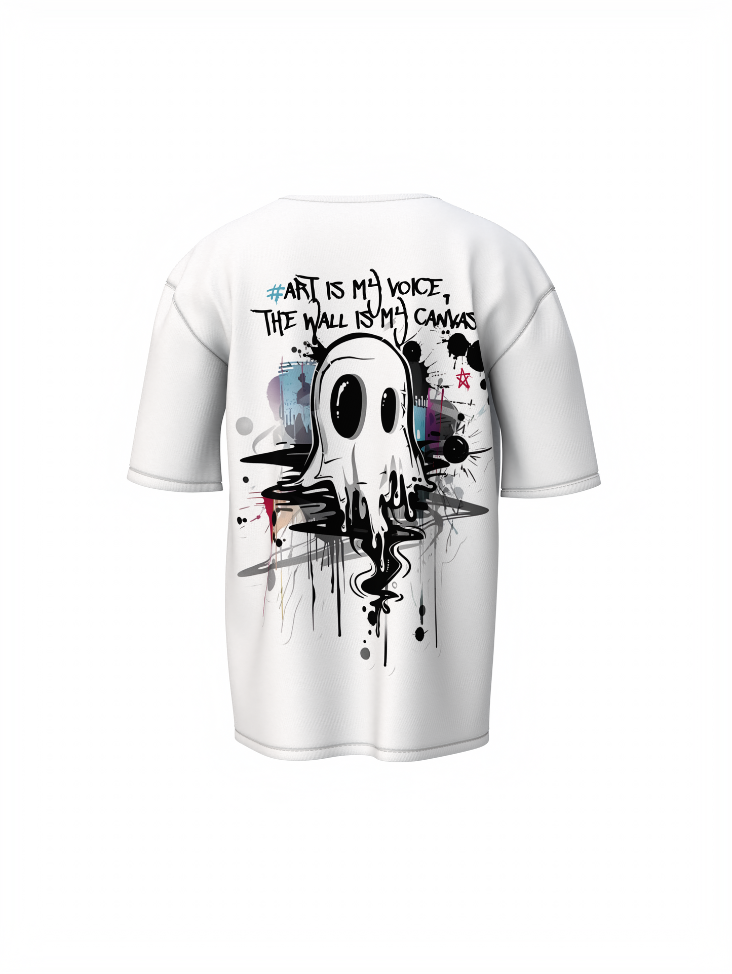 Street Art Music White Oversized T-Shirt Retro Music Tee Fit
