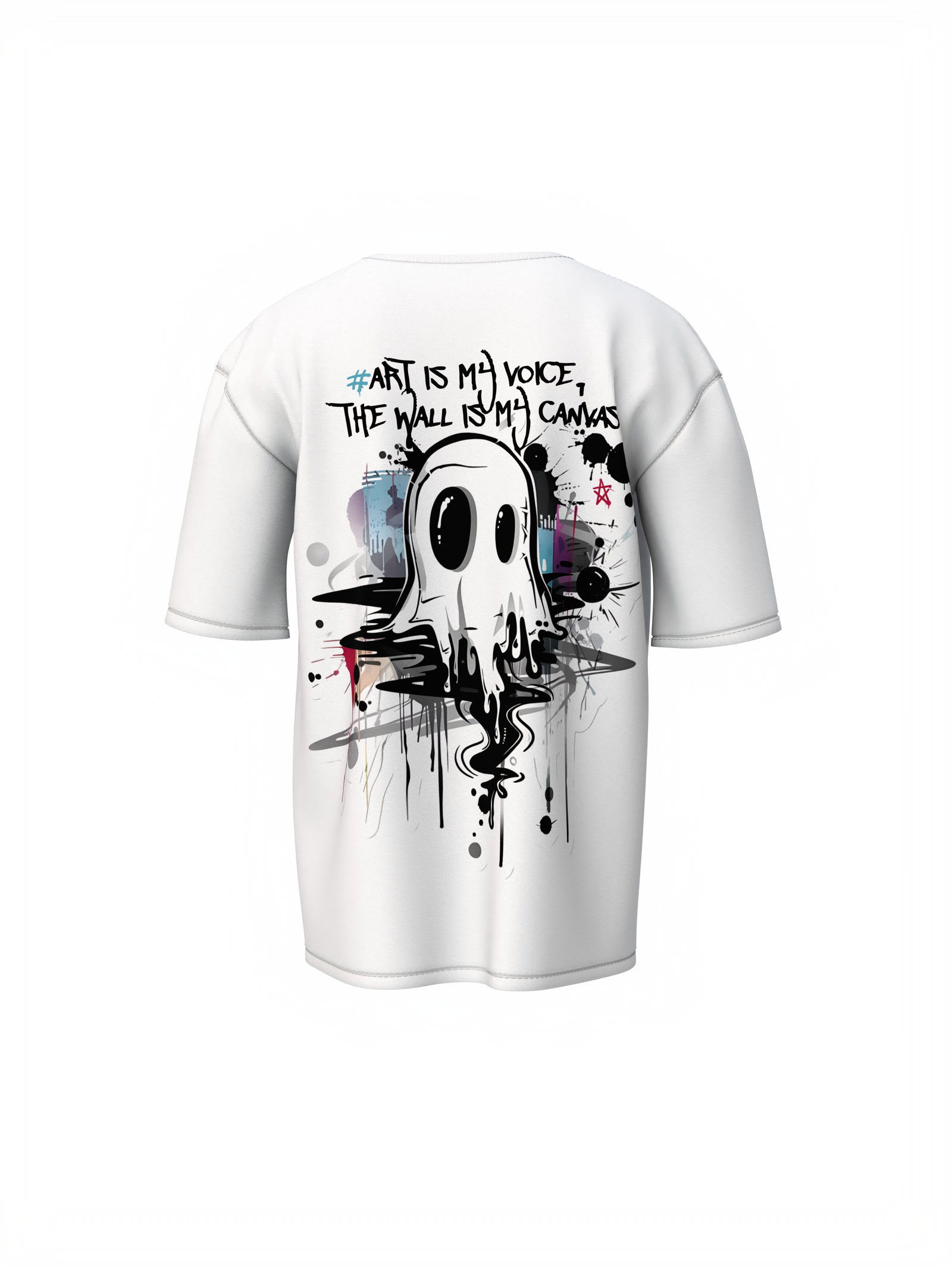 Street Art Music White Oversized T-Shirt Retro Music Tee Fit