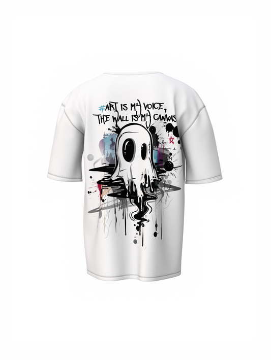 Street Art Music White Oversized T-Shirt Retro Music Tee Fit