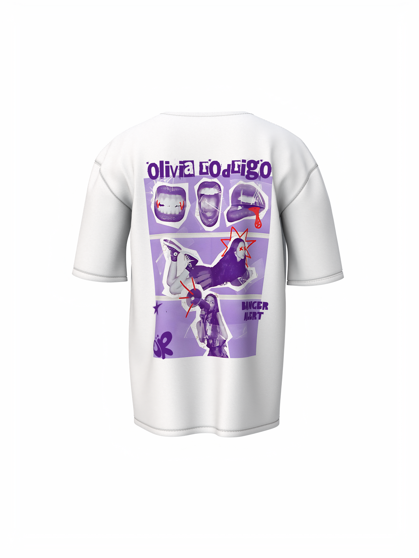 Olivia Music Graphic White Oversized T-Shirt Hollywood Vibe