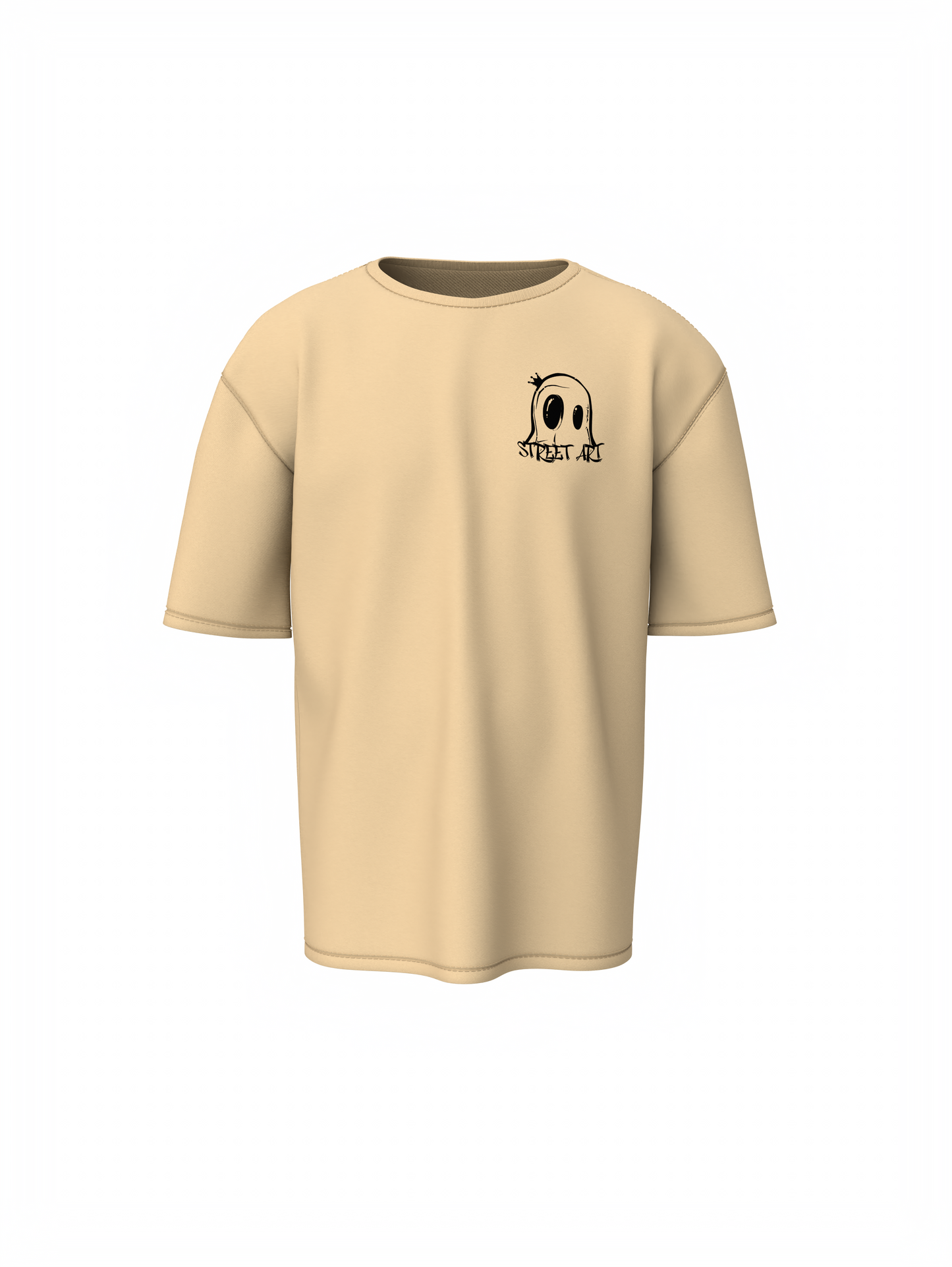 Street Art Music Beige Oversized T-Shirt Retro Music Tee Fit