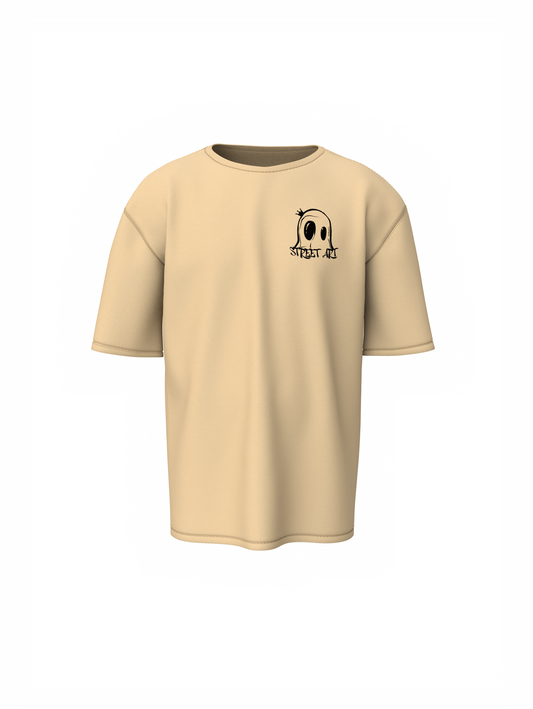 Street Art Music Beige Oversized T-Shirt Retro Music Tee Fit