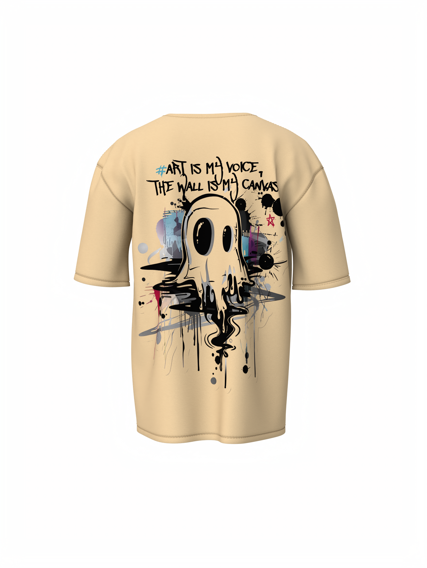 Street Art Music Beige Oversized T-Shirt Retro Music Tee Fit