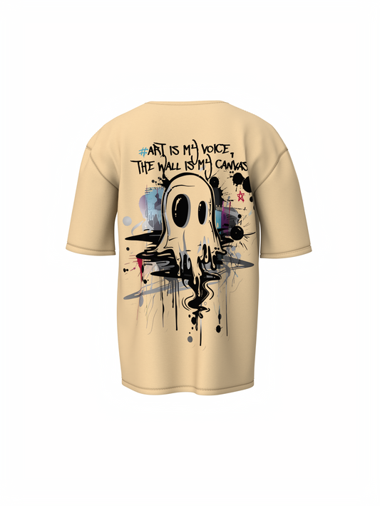 Street Art Music Beige Oversized T-Shirt Retro Music Tee Fit