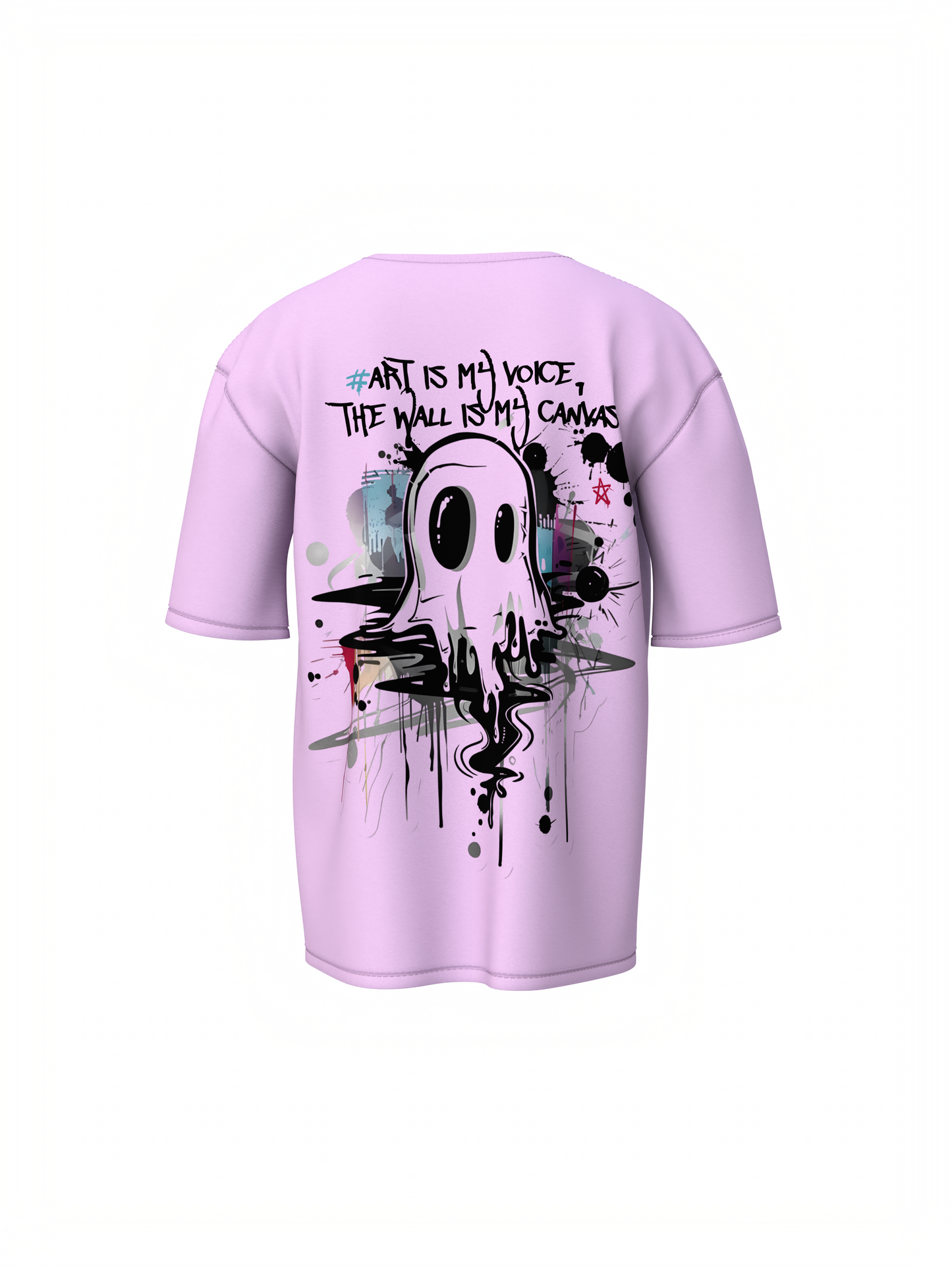 Street Art Music Lavender Oversized T-Shirt Retro Music Tee