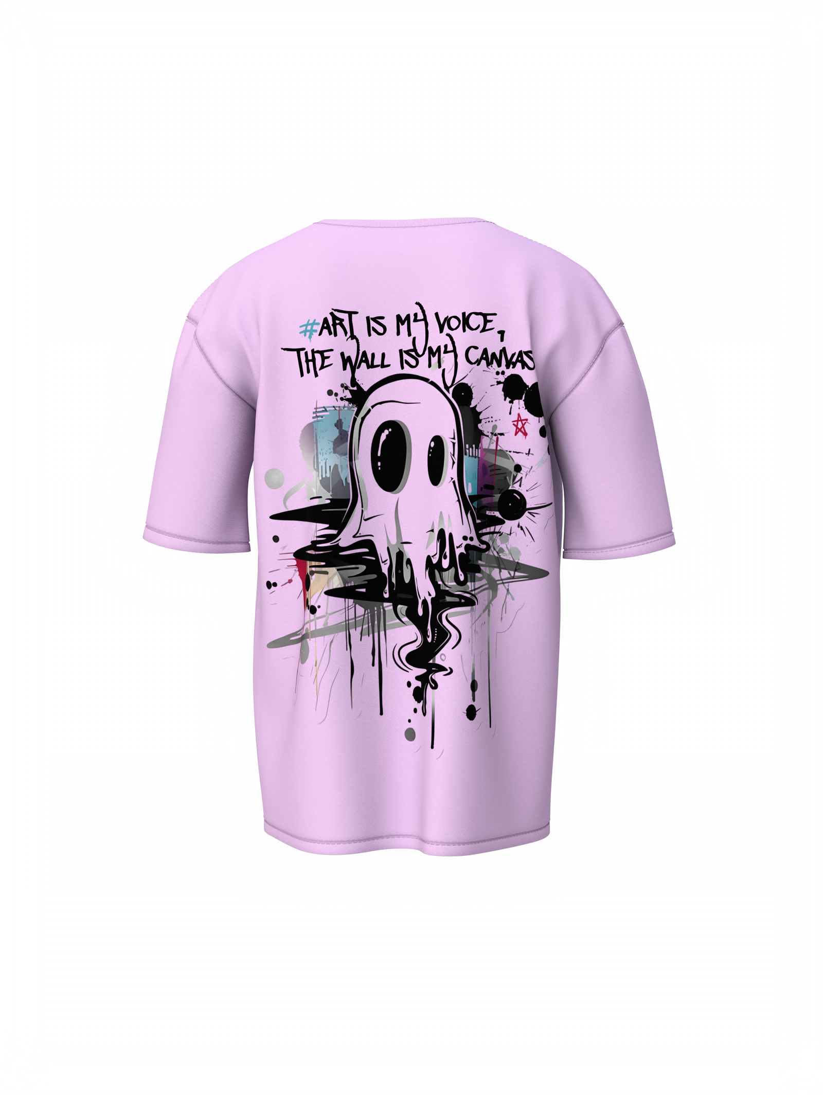 Street Art Music Lavender Oversized T-Shirt Retro Music Tee