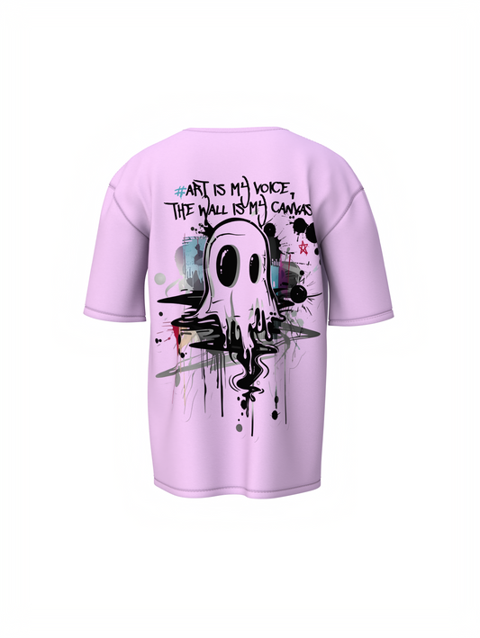 Street Art Music Lavender Oversized T-Shirt Retro Music Tee